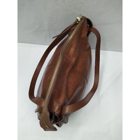 HOBO Brown Leather Double Handles Zipper Closure Shoulder Bag - Picture 8 of 16